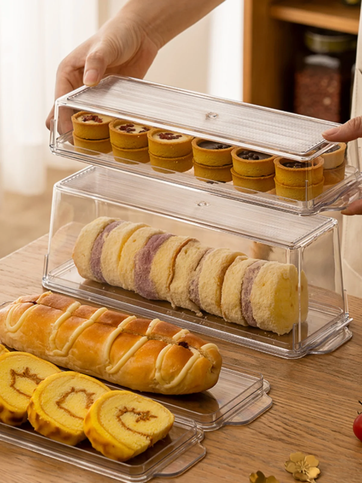 Food Storage Refrigerator - Lebensmittelechte Versiegelte Kuchenrollen-Aufbewahrungsbox Kühlschrank-Aufbewahrungsbehälter Dessert-Süßigkeiten-Organizer-Box für