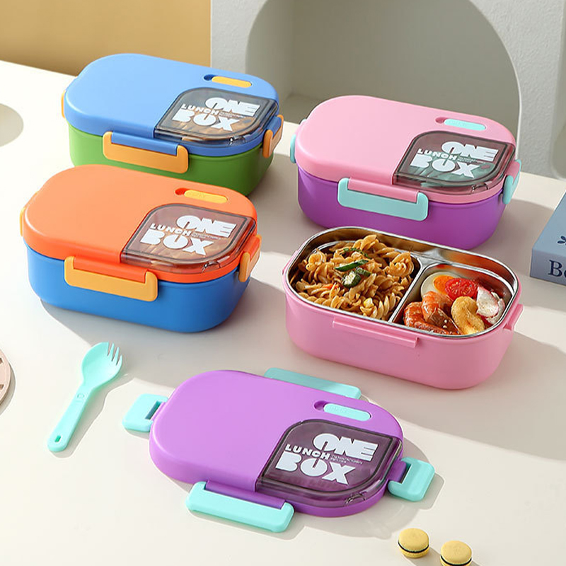 Food Storage With Compartments - 304 Edelstahl-Bento-Box mit Fächern, geteilter Lunch-Behälter,