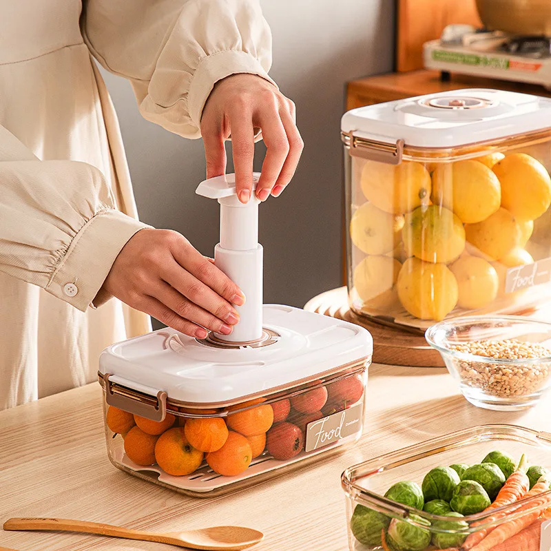 Food Storage Vacuum Containers - Vakuumversiegelte Behälter, Haushalts-Frischhaltebox, Kühlschrank-Lebensmittelbehälter, abtropfbare Küchenorganizer,