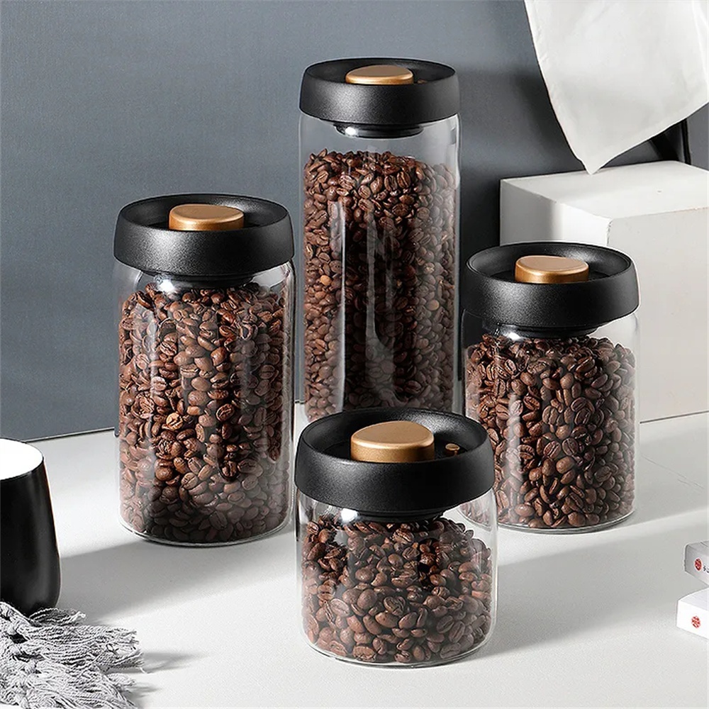Food Storage Vacuum Containers - 1 Packung Kaffeebohnen-Aufbewahrungsbehälter mit Luftdichtem Deckel,
