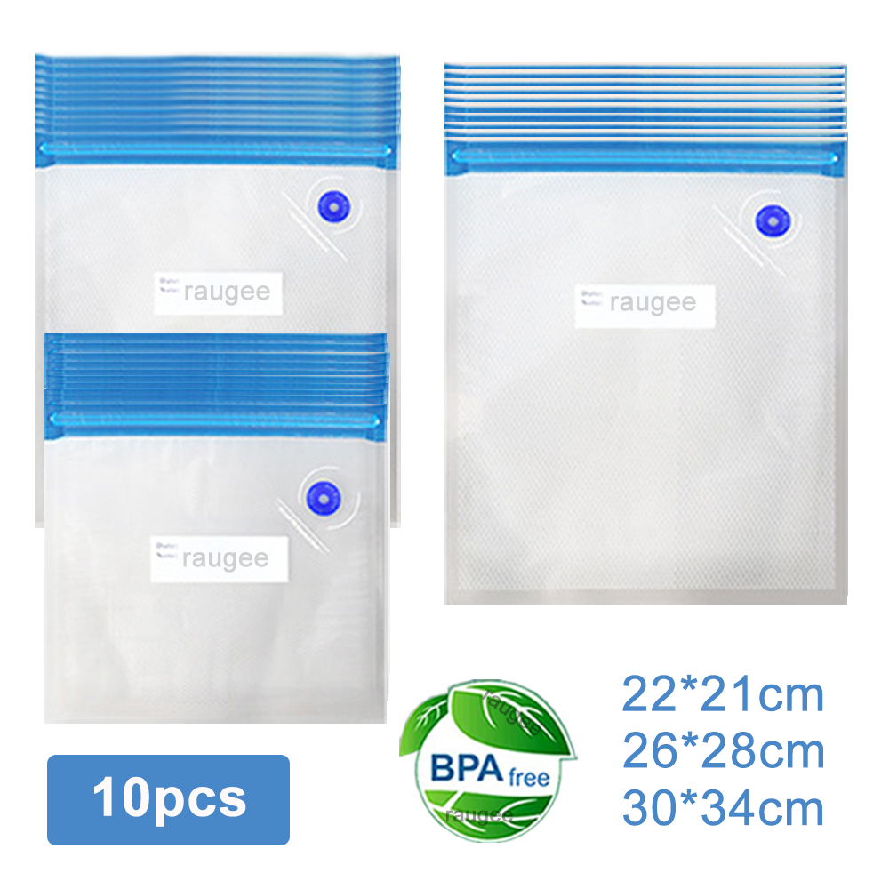 Food Storage Vacuum - Vakuumbeutel, wiederverwendbare Lebensmittel-Vakuumverpackungsbeutel, 10 Stück, vakuumversiegelte
