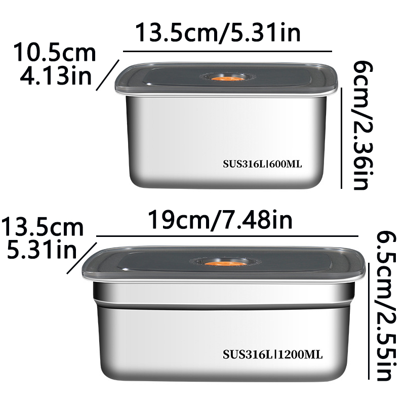 Stainless Lunch Box - Lebensmittelechter 316 Edelstahl-Frischhaltebehälter für den Kühlschrank