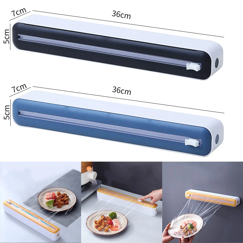 Food Storage Aluminum - Lebensmittelfilmspender, magnetischer Kunststoffwickelspender mit Cutter, Aufbewahrungsbox,