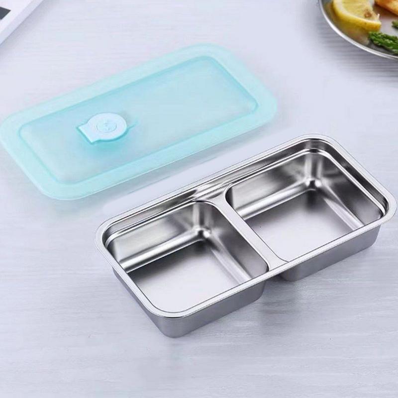 Food Storage With Compartments - Lunch-Bento-Box aus Edelstahl 304, Einzel-/Doppelfach, wiederverwendbare