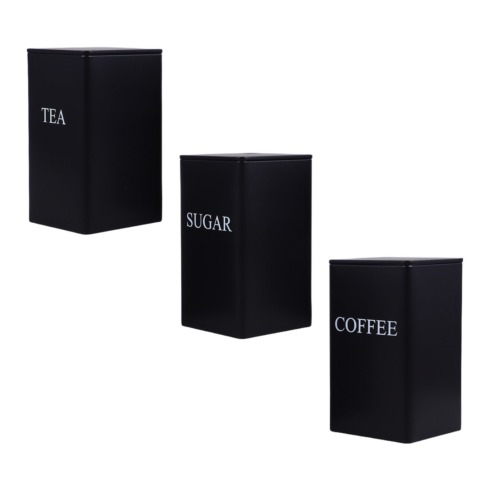 Food Storage Jars - 3-teiliges Küchen-Aufbewahrungsset aus Metall, quadratische, luftdichte