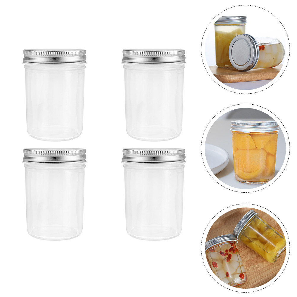 Food Storage Jars - 4 Stück Marmeladengläser aus Glas, Versiegelte