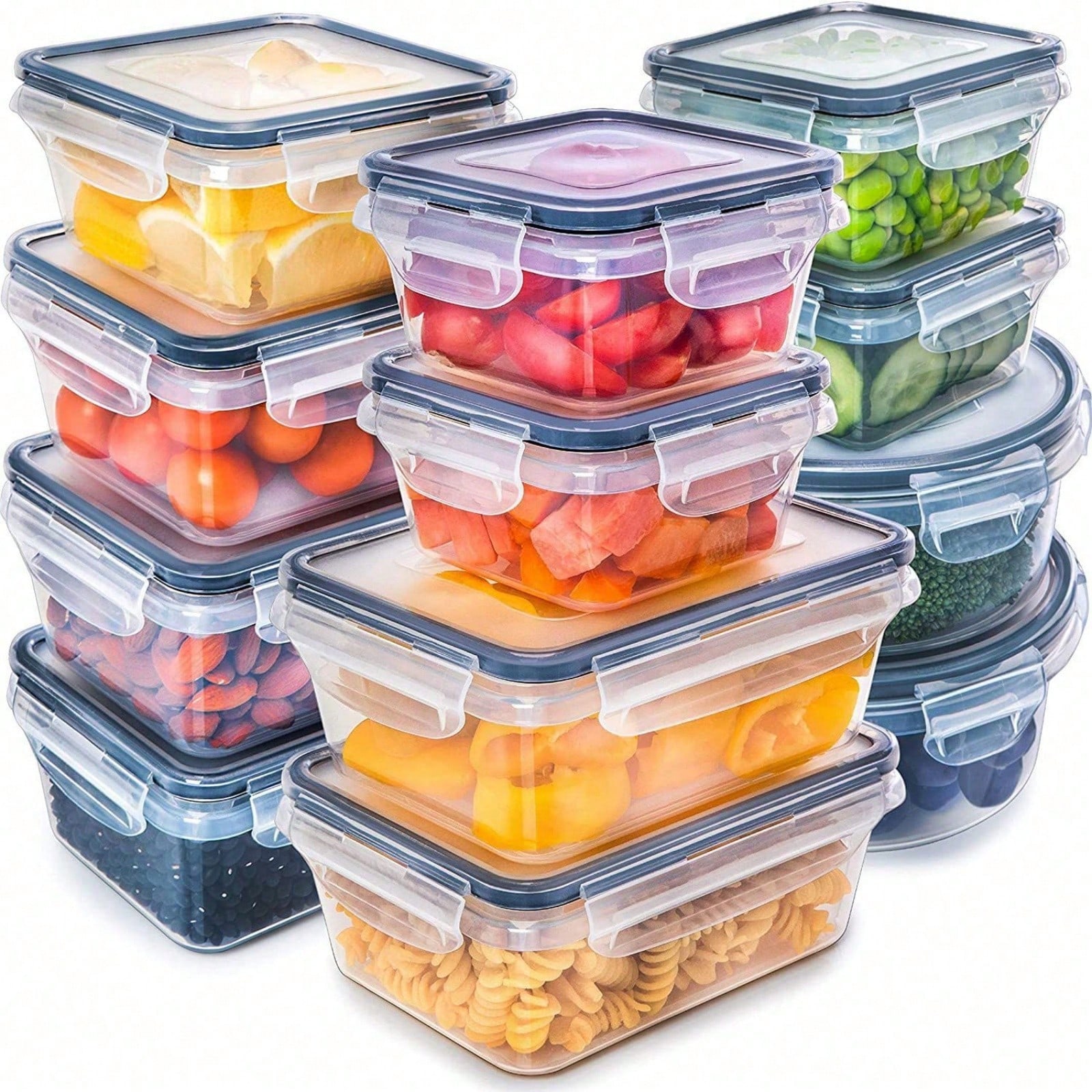 Food Storage Freezer - 12 versiegelte Lebensmittel-Aufbewahrungsboxen aus Kunststoff, geeignet