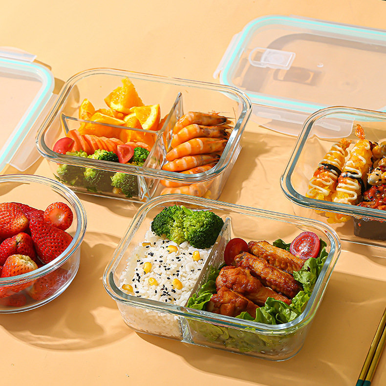 Food Storage Glass - Glas-Frischhaltebox aus hochborosilikathaltigem, hitzebeständigem Glas, mikrowellengeeignet,