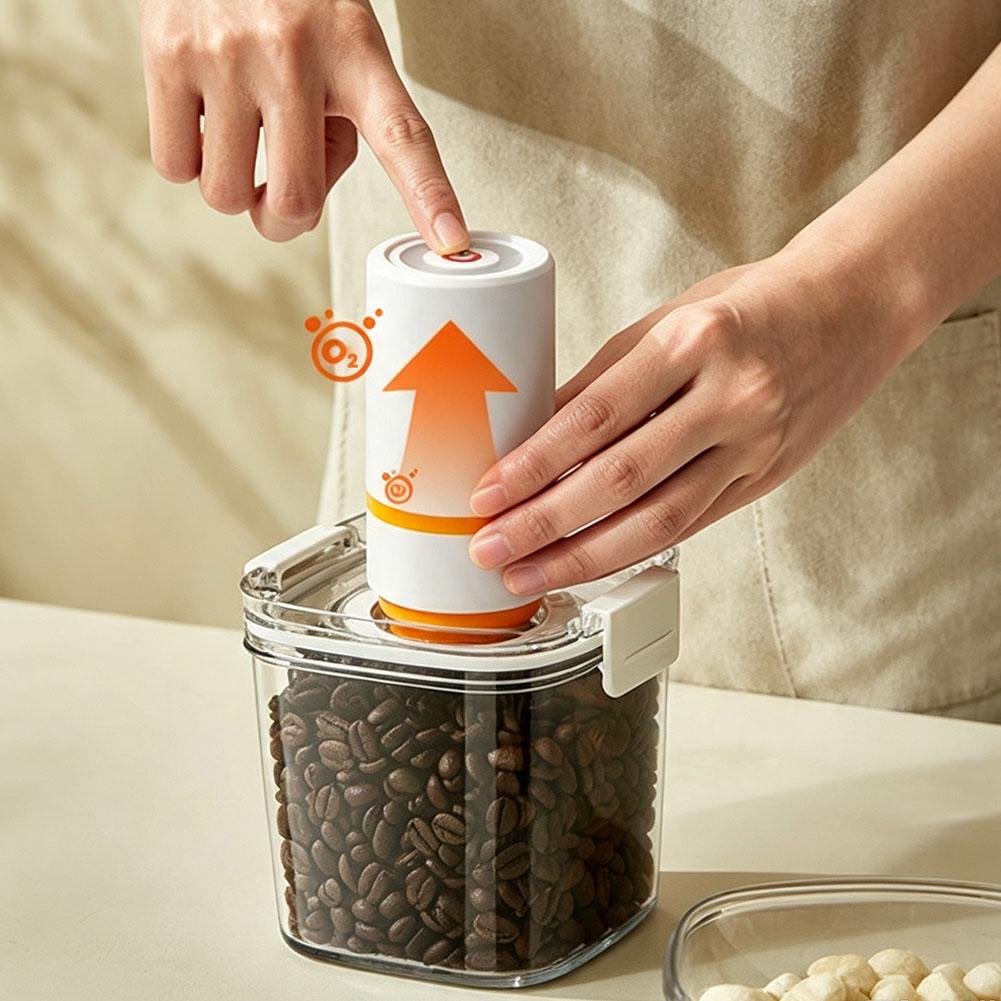Food Storage Vacuum Containers - Elektrischer Vakuum-Lebensmittelbehälter mit Ein-Knopf-Automatikverschluss für Kaffeebohnen,