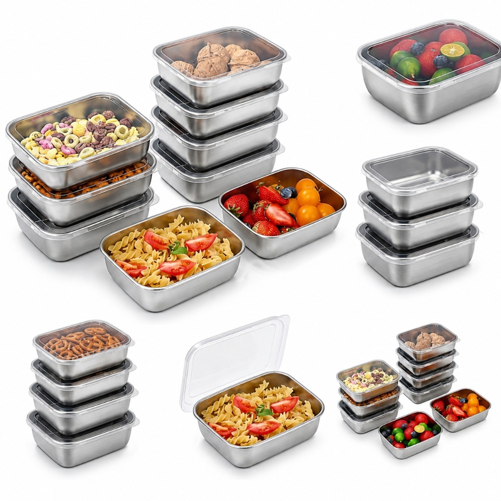Stainless Lunch Box - 6-teiliges Edelstahl-Lebensmittelbehälter-Set Auslaufsicher 6-teiliges Edelstahl-Lebensmittelbehälter-Set Lunchbox