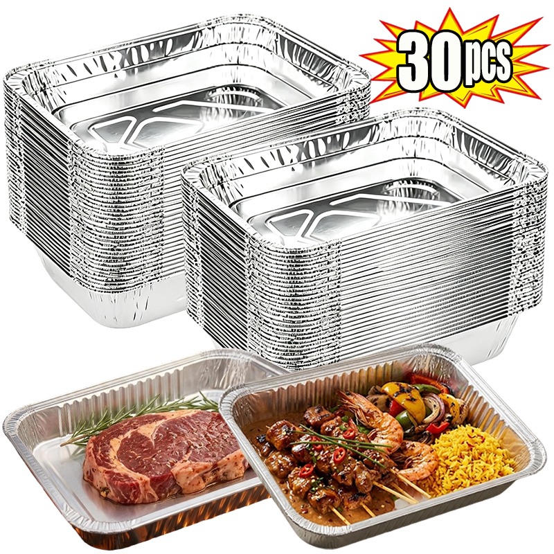 Food Storage Aluminum - 30 Stück 830ml Aluminiumfolien-Backformen Einweg-Rechteckige Lebensmittelbehälter
