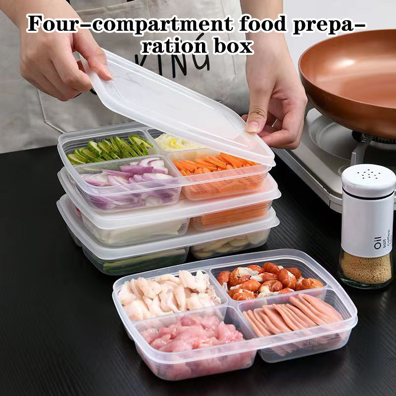 Food Storage With Compartments - Neu: Tragbare 4-Fächer-Aufbewahrungsbox aus Kunststoff für