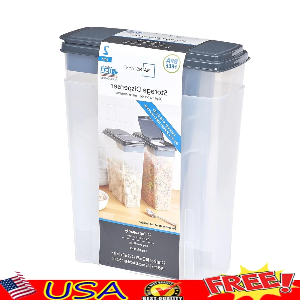 Food Storage Quart Containers - 2er-Pack Müsli-Spenderbehälter aus Kunststoff, 6 Quart,