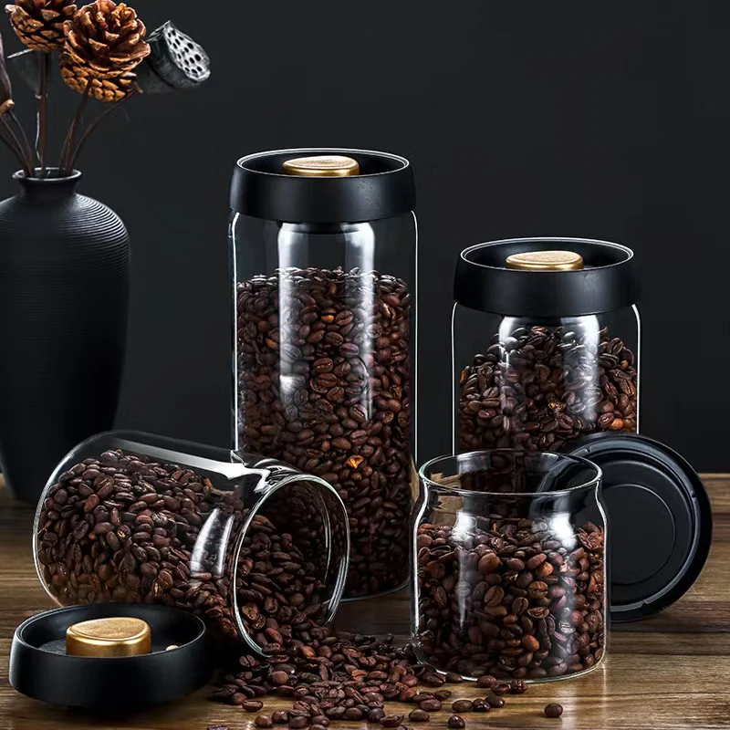Food Storage Glass Set - Vakuumversiegeltes Glas für Kaffeebohnen, Vorratsglas für