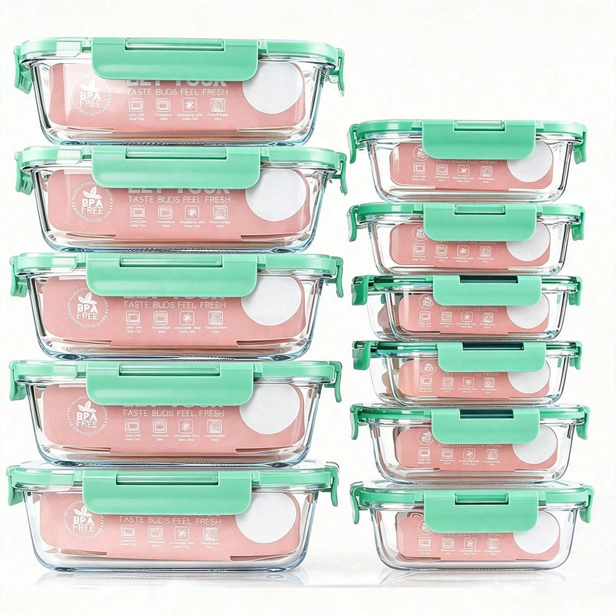 Food Storage Freezer - 10er-Pack Glasbehälter für die Essenszubereitung, Lebensmittelbehälter