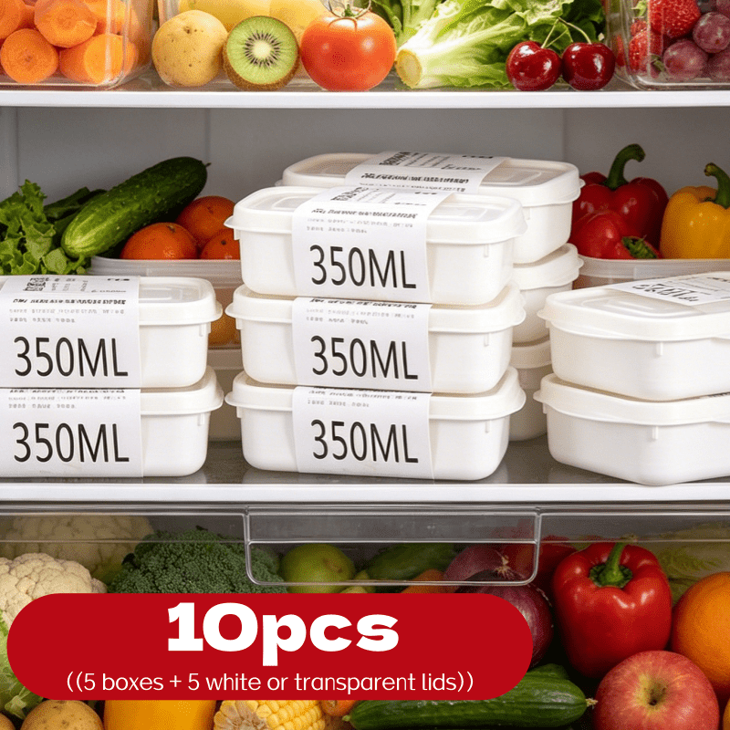 Food Storage Freezer - 10-teiliges Wiederverwendbares Stapelbares Lebensmittel-Aufbewahrungsboxen-Set 5 Behälter
