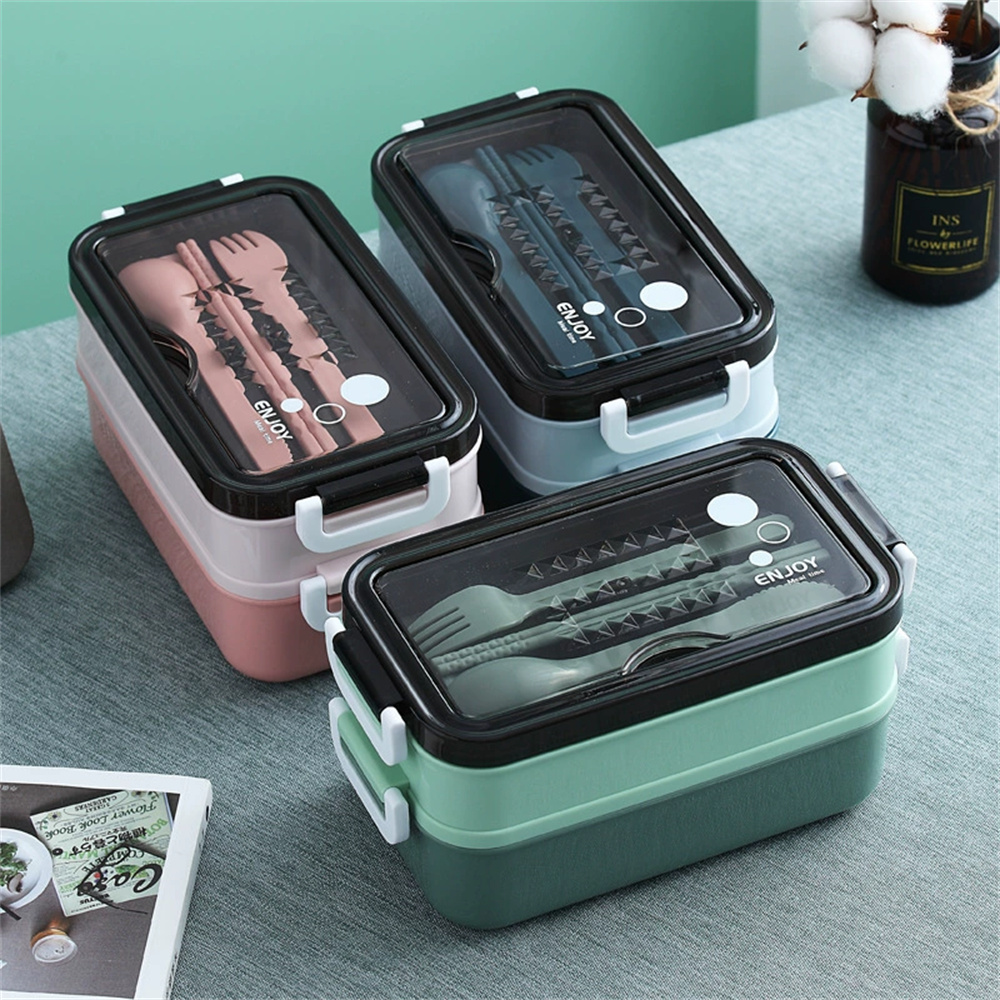 Food Storage With Compartments - 1 Stück Lunchbox, doppellagig, tragbar, mit
