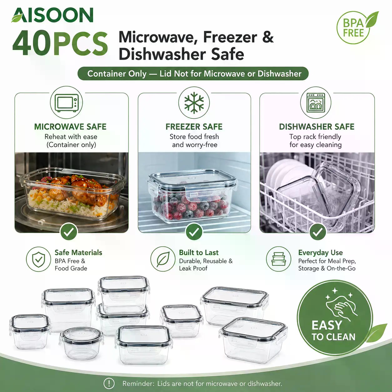 40-teiliges Set extra großer,  – Food Storage Warehouse Bewertung und Preis