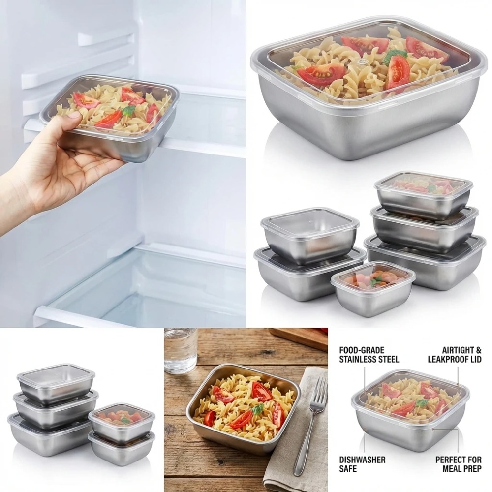 6-teiliges Edelstahl-Lebensmit – Stainless Lunch Box Bewertung und Preis
