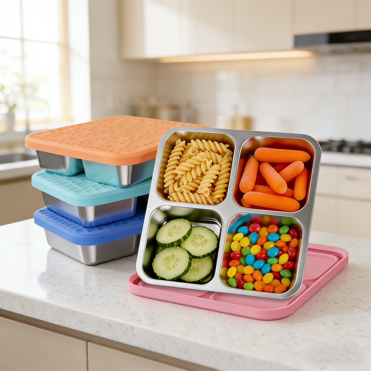 304 Edelstahl-Lunchbox mit 4 F – Stainless Lunch Box Bewertung und Preis